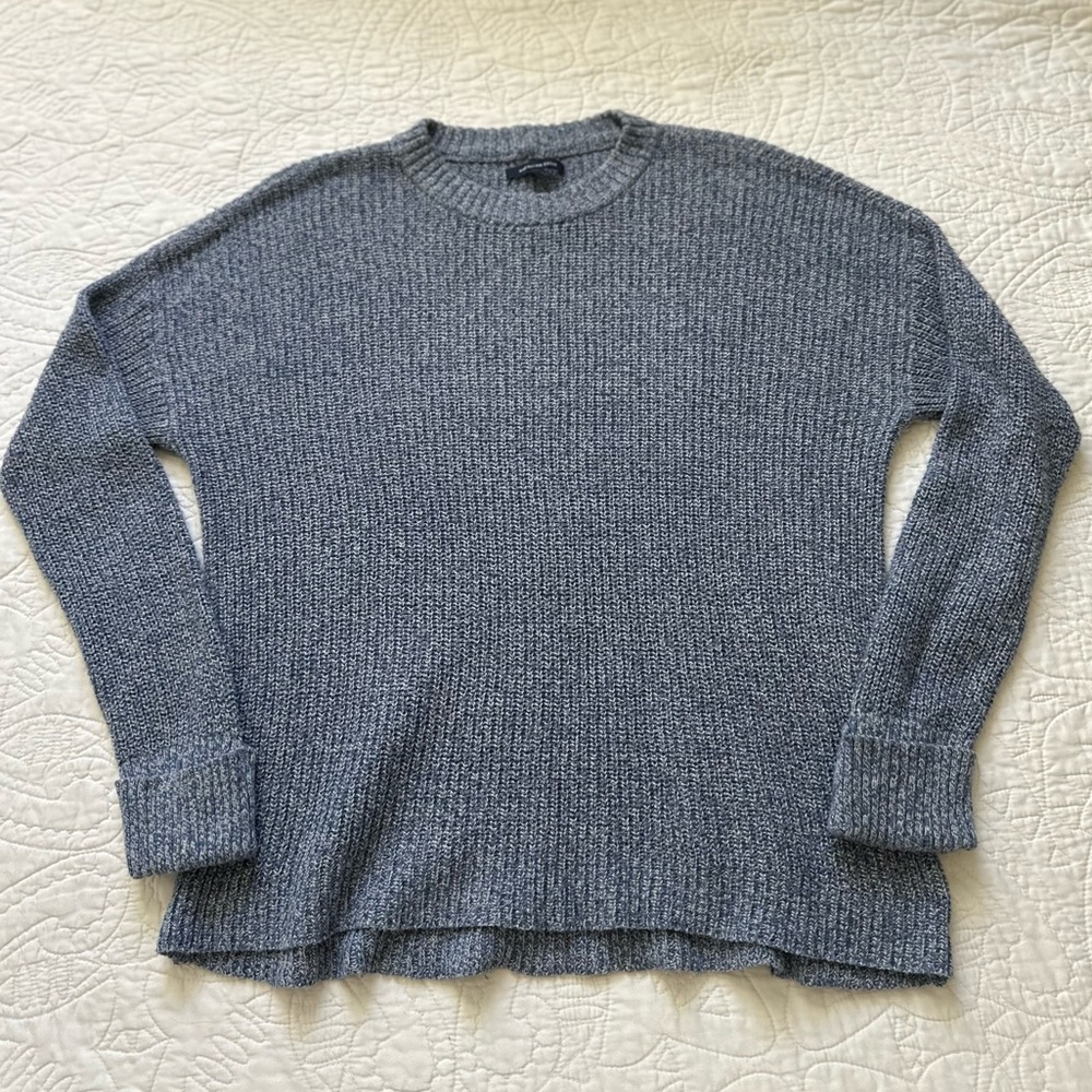 American Eagle Outfitters Knit Sweater Blue Long Sleeve Pullover Cotton Wool